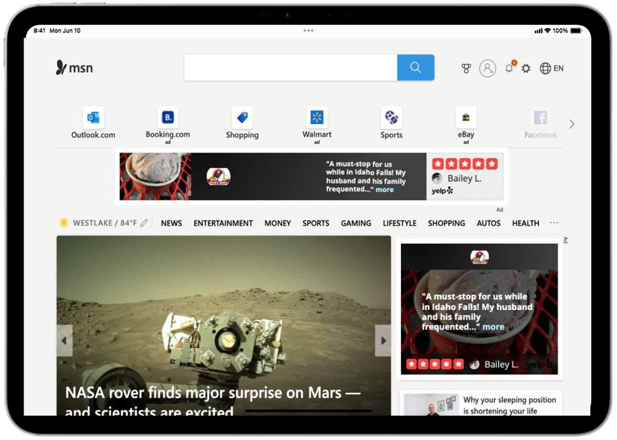 iPad Mockup Reed's Dairy Yelp